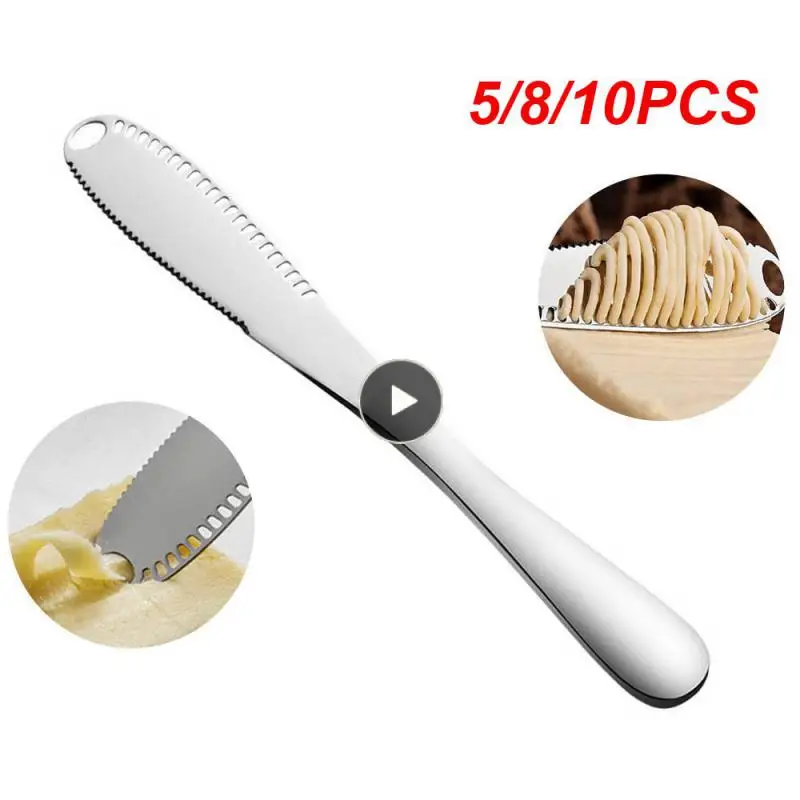 

5/8/10PCS Multifunctional With Hole Cheese Grater Stainless Steel Jam Knife Wipe Cream Bread Jam Cheese Dessert Knife 3 In 1