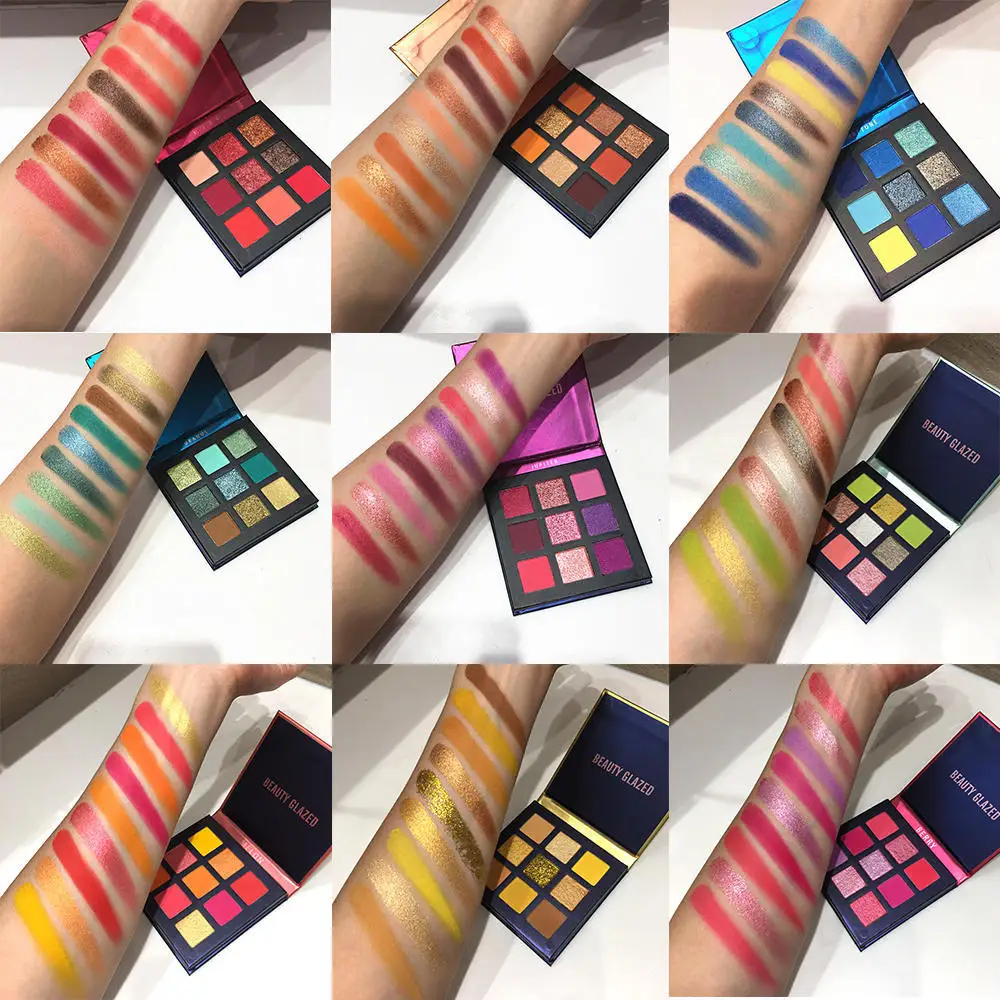 

Beauty Glazed Neon Eyeshadow Palette Colorful Diamond Glitter Matte Shimmer Waterproof 9 Colors Eyeshadow Makeup maquillage