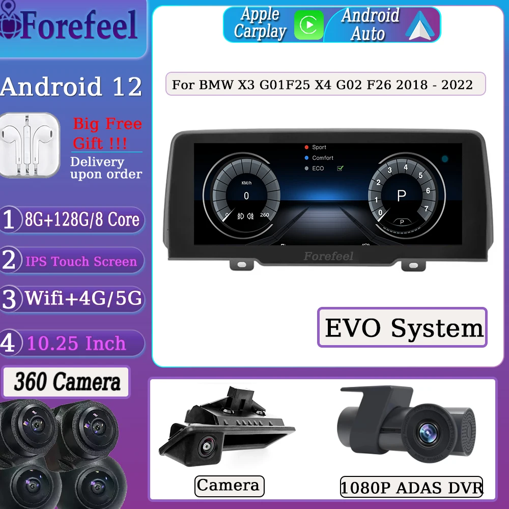 

Android 12 For BMW X3 G01 F25 X4 G02 F26 2018 - 2022 NBT System Multimedia Carplay Monitor GPS Video Player Screen Navigation