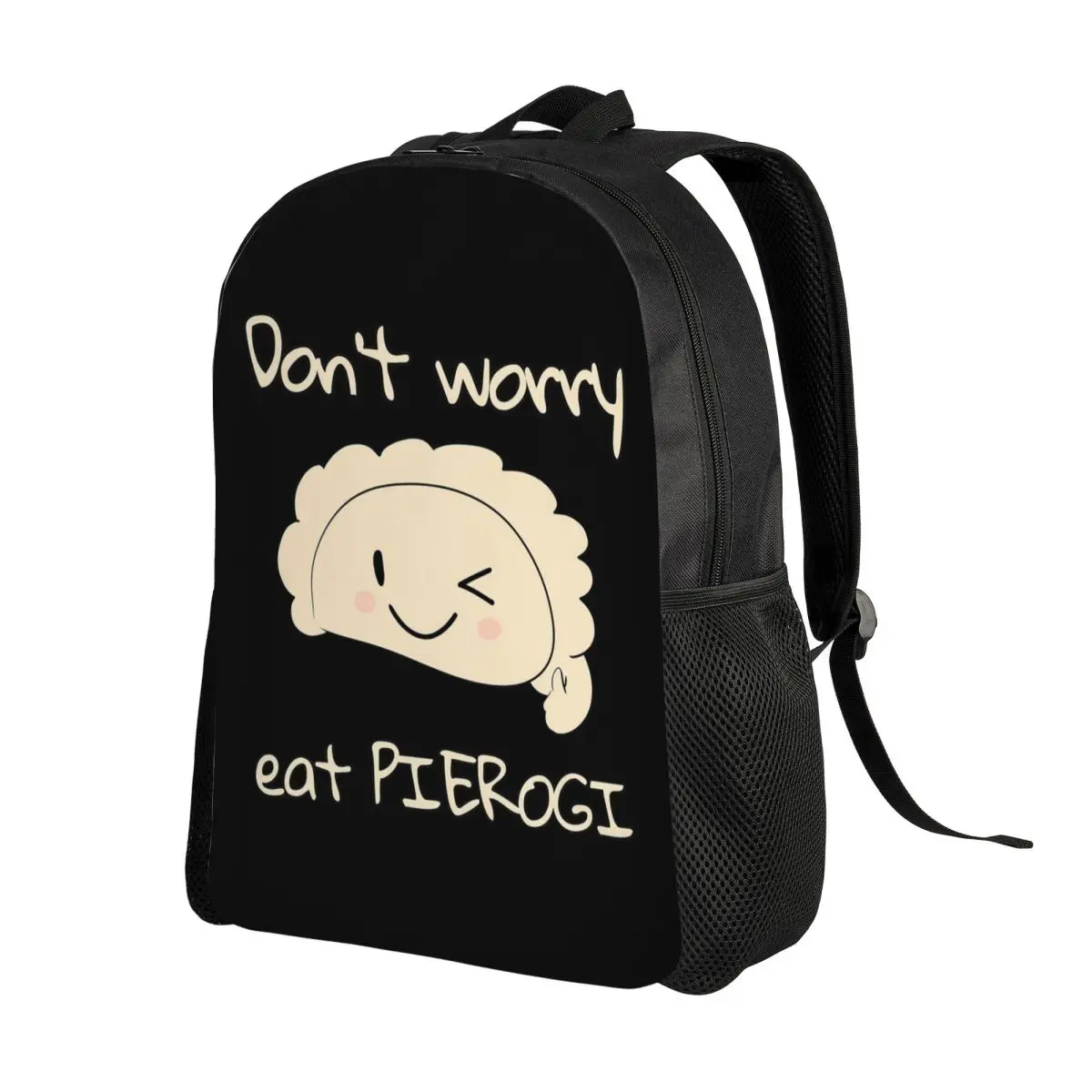 Фото Рюкзак Don't Worry Eat PIEROGI, вместительный, для мальчиков и девочек, школьная сумка, сумка через плечо для мужчин и женщин №2
