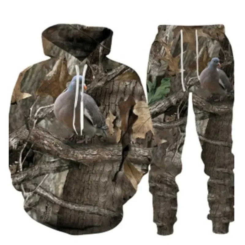 Мужской спортивный костюм повседневная камуфляжная толстовка с 3D капюшоном