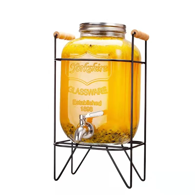 

4L Glass Mason Jar Party Juice Dispenser Glass Drink Beverage Dispenser with Tap and Stand