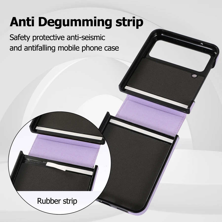 Fashion Fold Solid Ring Leather Case For Samsung Galaxy Z Flip5 Z Flip4 Z Flip3 Anti-drop Protective Sleeve Z Flip 5 Cover Shell