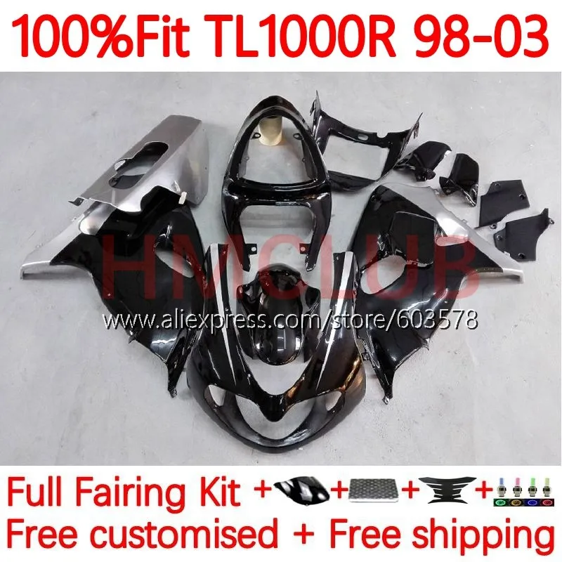 

TL1000 For SUZUKI SRAD TL 1000 R 1000R black glossy 98 99 01 02 03 TL1000R 1998 2000 2001 2002 2003 Injection Fairings 103No.6