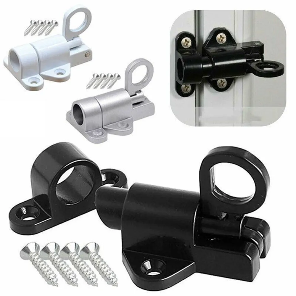 

Home Door Self-Closing Latch Aluminum Alloy Gate Security Pull Ring Spring Bounce Doors Bolt Automatic Latches Window Lock