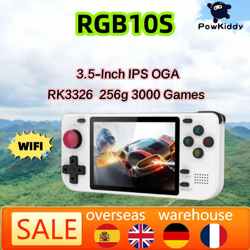 

New Powkiddy RGB10S 3.5-Inch IPS OGA Screen Open Source Handheld Game Console RK3326 3D Joystick Trigger Button Creative Gift