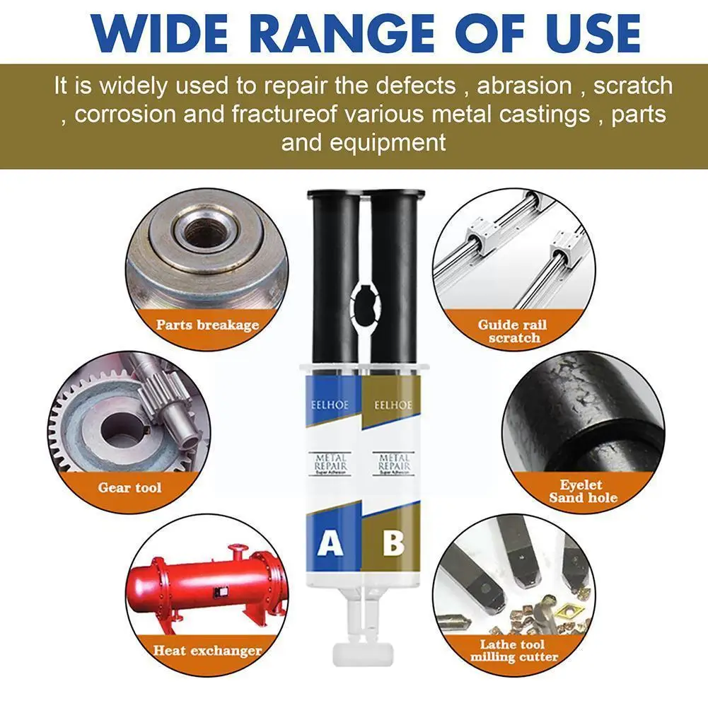 

50g Metal Cold Welding Glue AB 2 Component Glue Heat Resistant Glue Glue Paste Industrial Weld Repair Crack Cold Foundry We C3T3