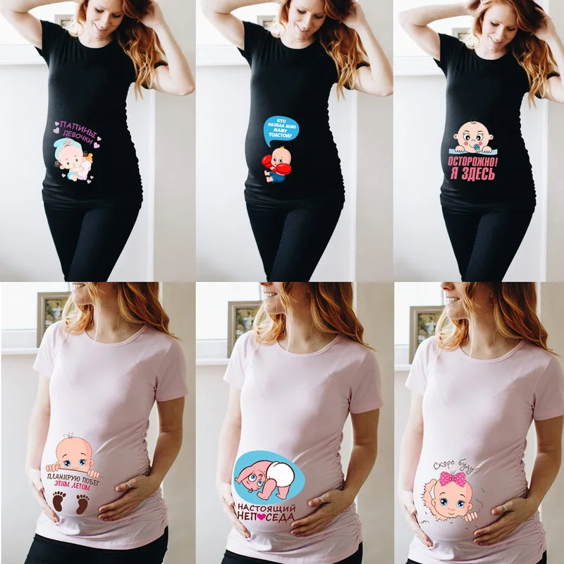 

Women pregnant baby T Shirt Girl Graphic Printed Fashion Harajuku 2023 Clothes Causal Female Y2K Tops Tee