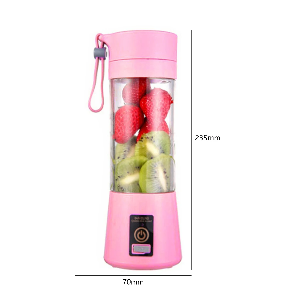 4 Blades 380ml Portable Juicer USB Rechargeable Smoothie Blender Mini Food Processor Personal Blender Juice Blenders images - 6