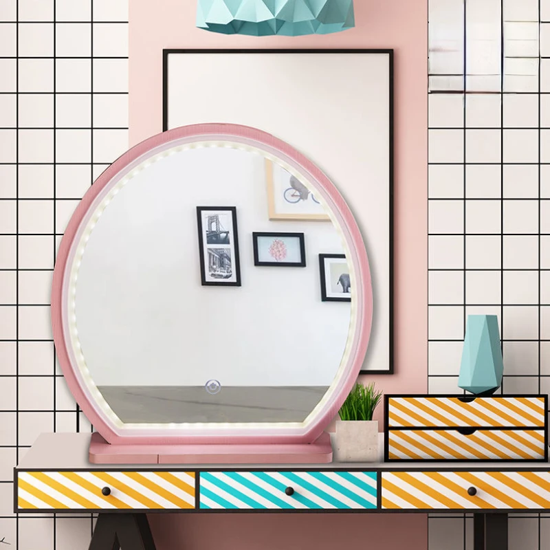 

Table Decorative Mirror Living Room Modern Light Round Small Smart Decorative Mirror Makeup Espejo Con Luz House Decoration