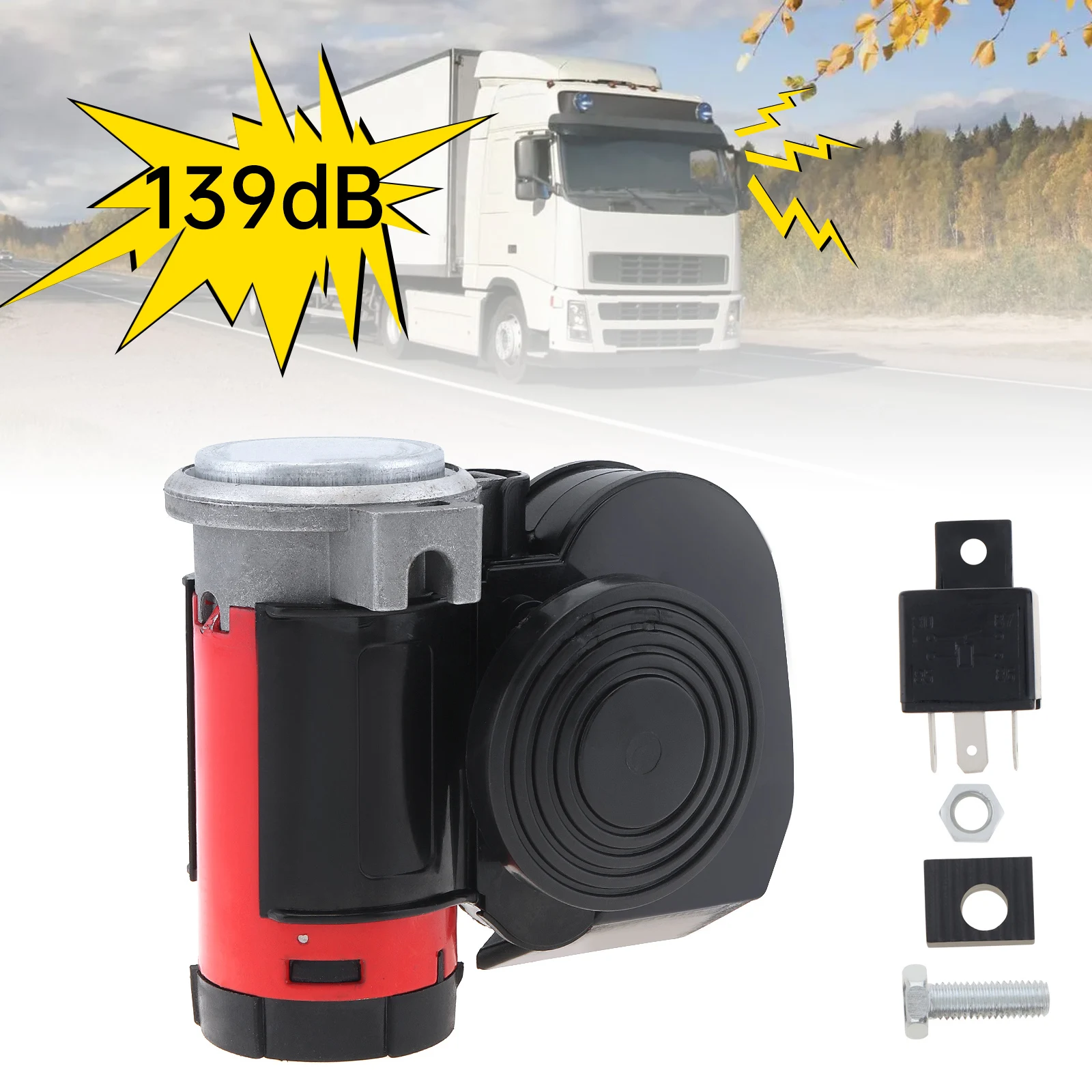 

12V 139dB Black Snail Компактный двойной звуковой сигнал воздушного звука Автомобильный воздушный звуковой сигнал для автомобиля Мотоцикл Яхта Лодка SUV Велосипед