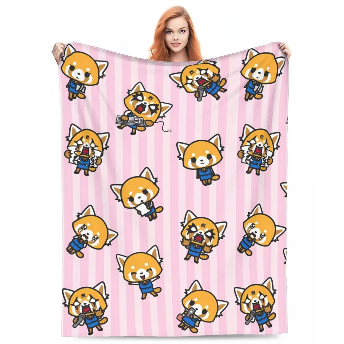 Фланелевое одеяло Aggretsuko Collages супер теплое для домашнего декора новинка кемпинга