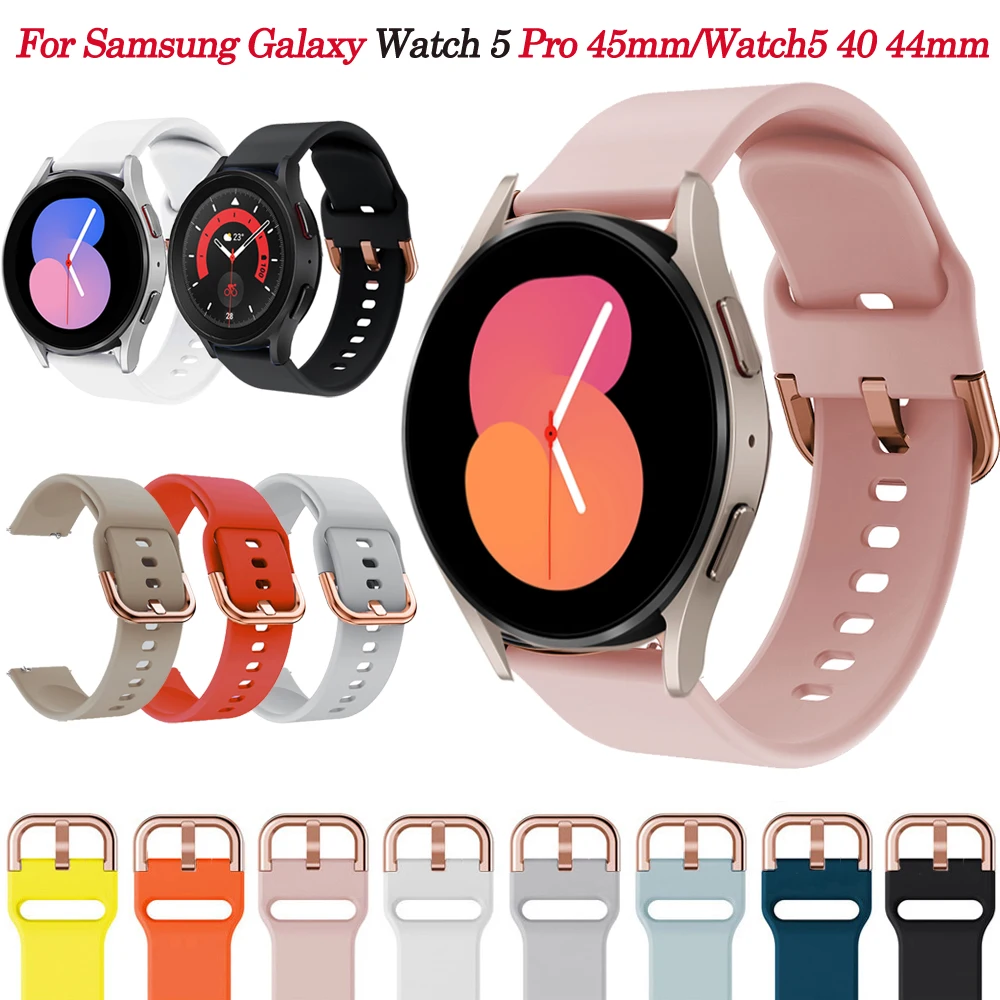 

Ремешок силиконовый для смарт-часов Samsung Watch 5/4 44 40 мм, браслет для наручных часов 5 Pro 45 мм, 4 Classic 42 46 мм, Correa, 20 мм