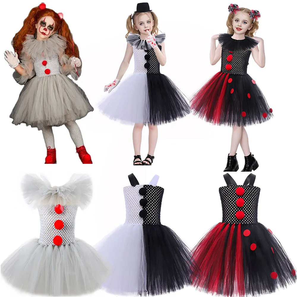 Карнавальный костюм клоуна на Хэллоуин милая белая женская одежда для дня