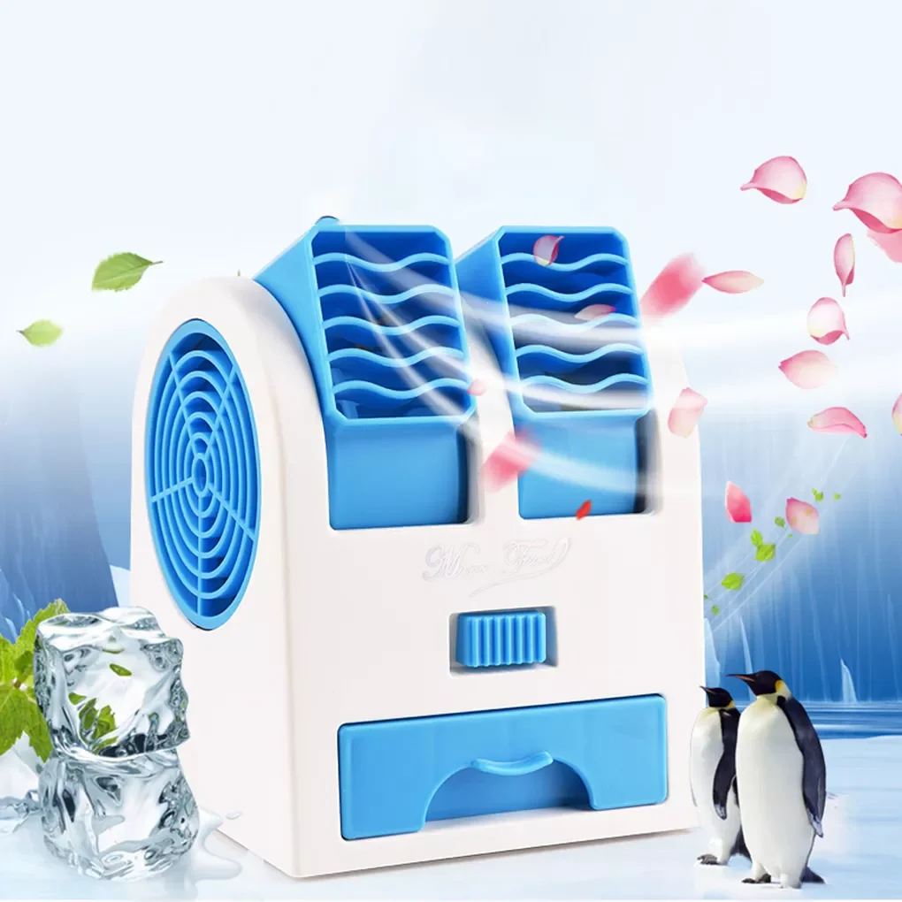 

USB Mini Air Conditioner Portable Personal Cooling Fan Double Air Outlet Summer Desktop Air Cooler Fan