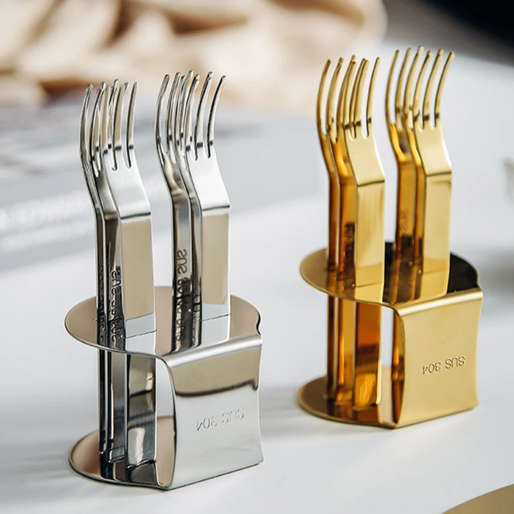 

6pcs/set Stainless Steel Fruit Forks Cutlery Set Christmas Festival Party Tableware Cafeteria Home Flatware Cake Dessert Fork