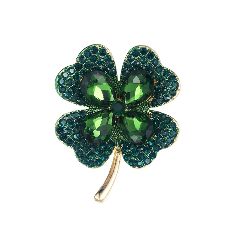 

Crystal Four Leaf Clover Brooch Green and Red Romantic Fashion Flower Jewelry Charm Girl Lover Gift Summer Birthday Dropshipping