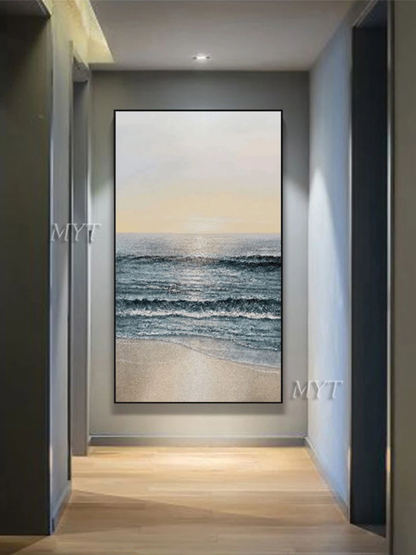 

Modern Art Paintings Colors Blocks Abstract Oil Paintinggalloping Ocean Waves Indoors Corridor Decoration Picture