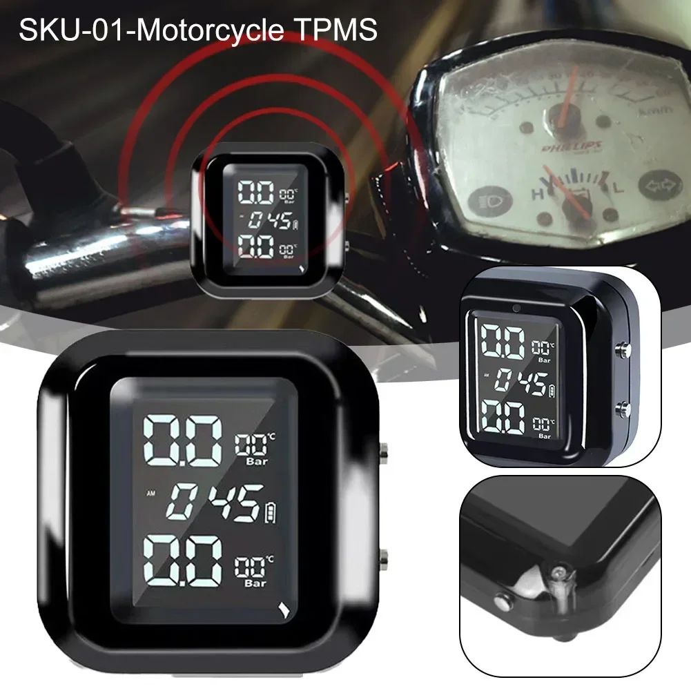 Мотоцикл TPMS ЖК-дисплей Беспроводной монитор температуры в шинах Монитор