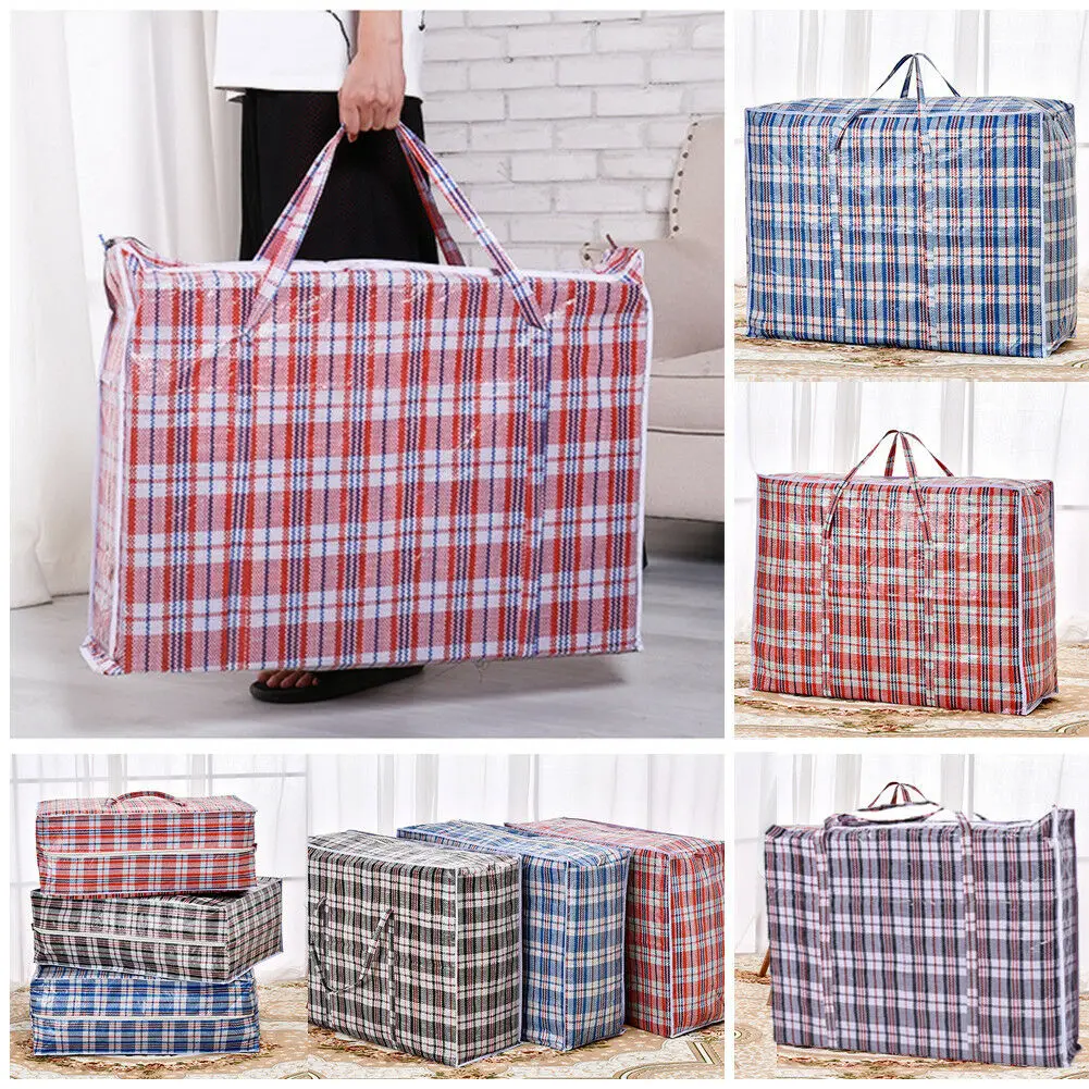 

Reusable Plastic Jumbo Laundry Zipped Large Strong Shopping Home Storage Bag