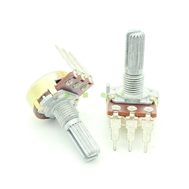 

2PCS 16 Type A10K Vertical Single Amplifier Audio Speaker Volume Potentiometer Bend Feet 3-Pin Flower Shaft 20mm