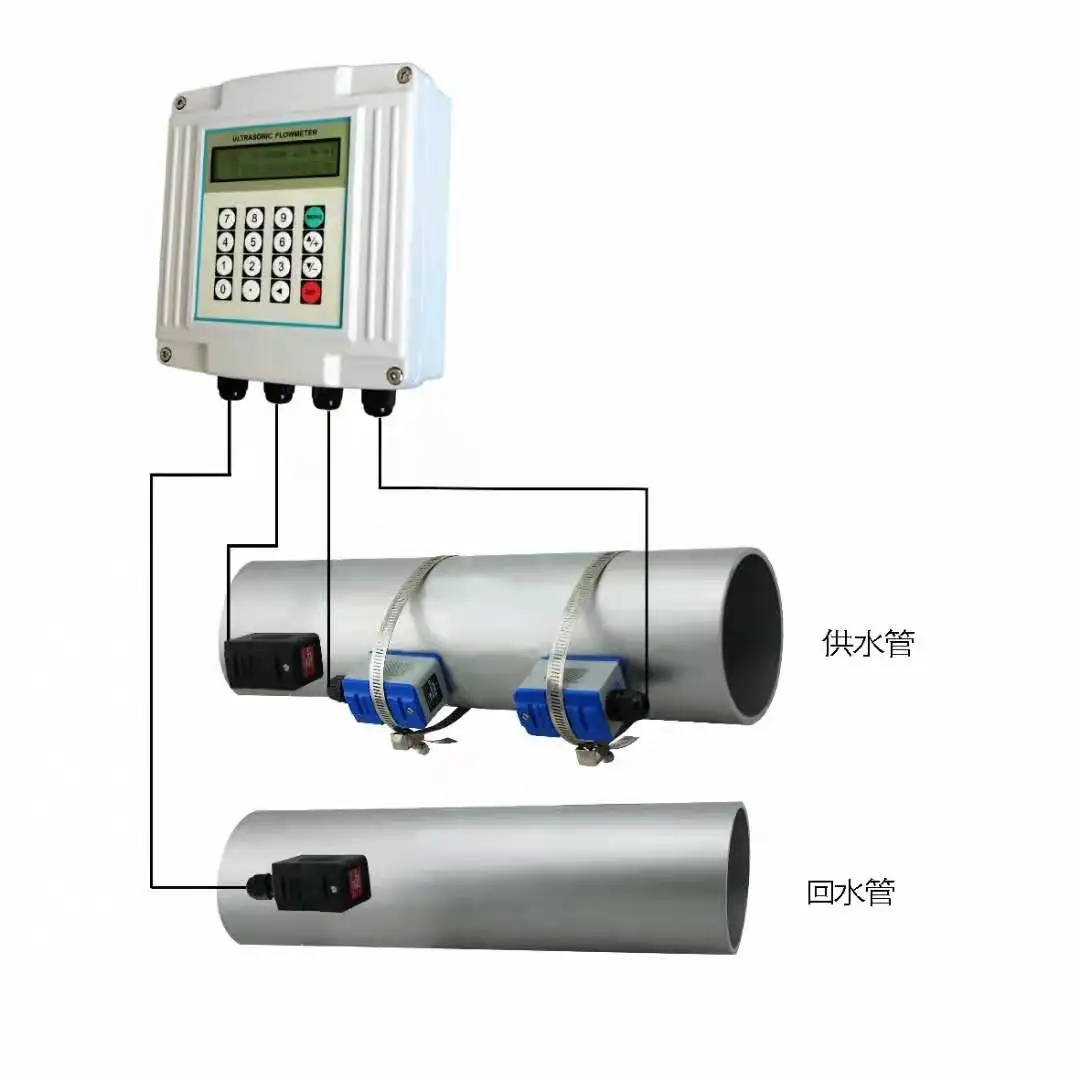 

inline pipe type smart temperature flow transducer China factory sale wall mounted PT100 Relay ultrasonic flow meter oem