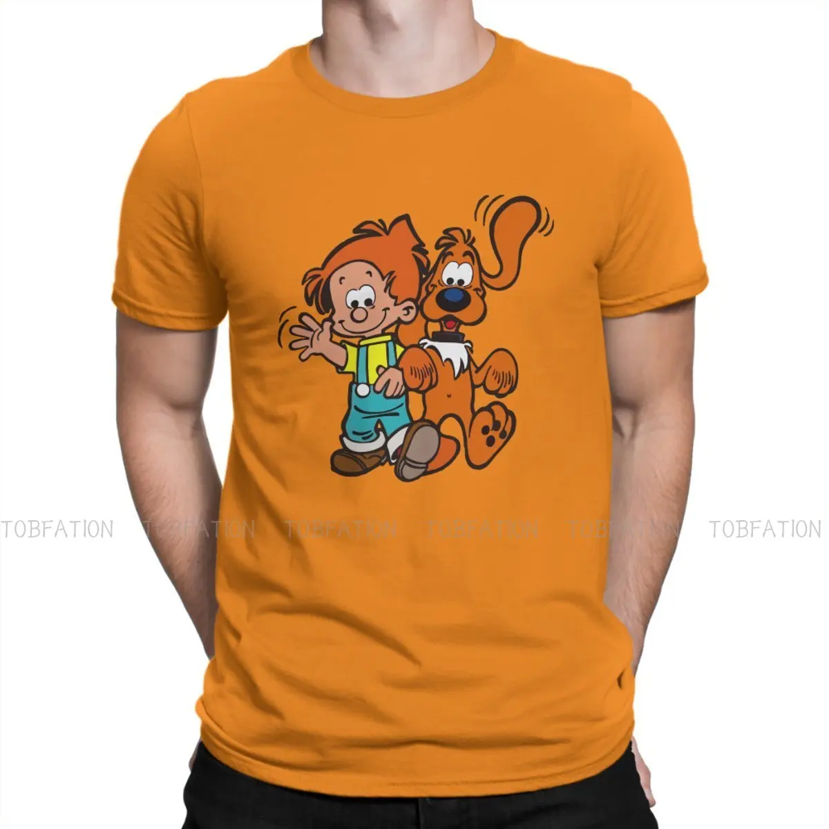 

Boule et Bill Classic French Comic TShirt for Men Waving Basic Leisure Sweatshirts T Shirt High Quality Trendy Fluffy