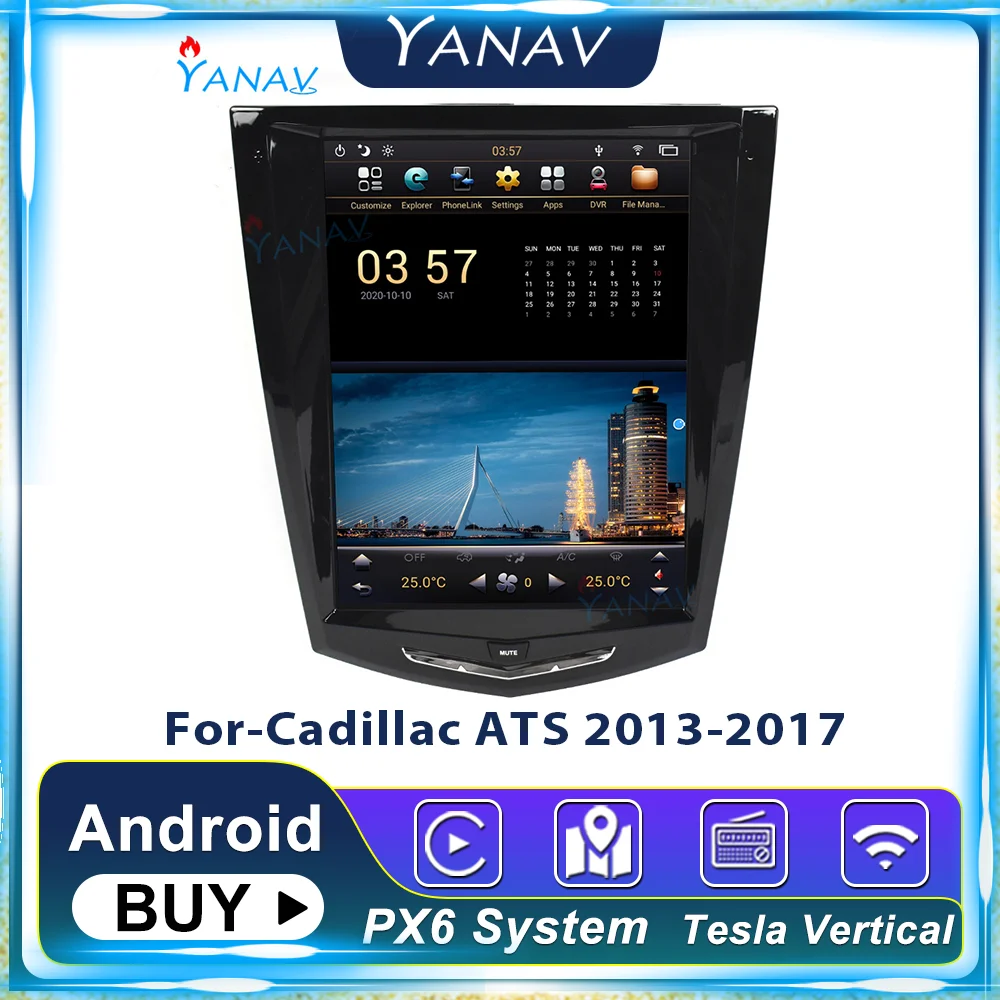 

PX6 Android Мультимедийный MP3-плеер GPS навигация автомобильное радио для Cadillac ATS 2013-2017 авто стерео видео Тесла вертикальное головное устройство