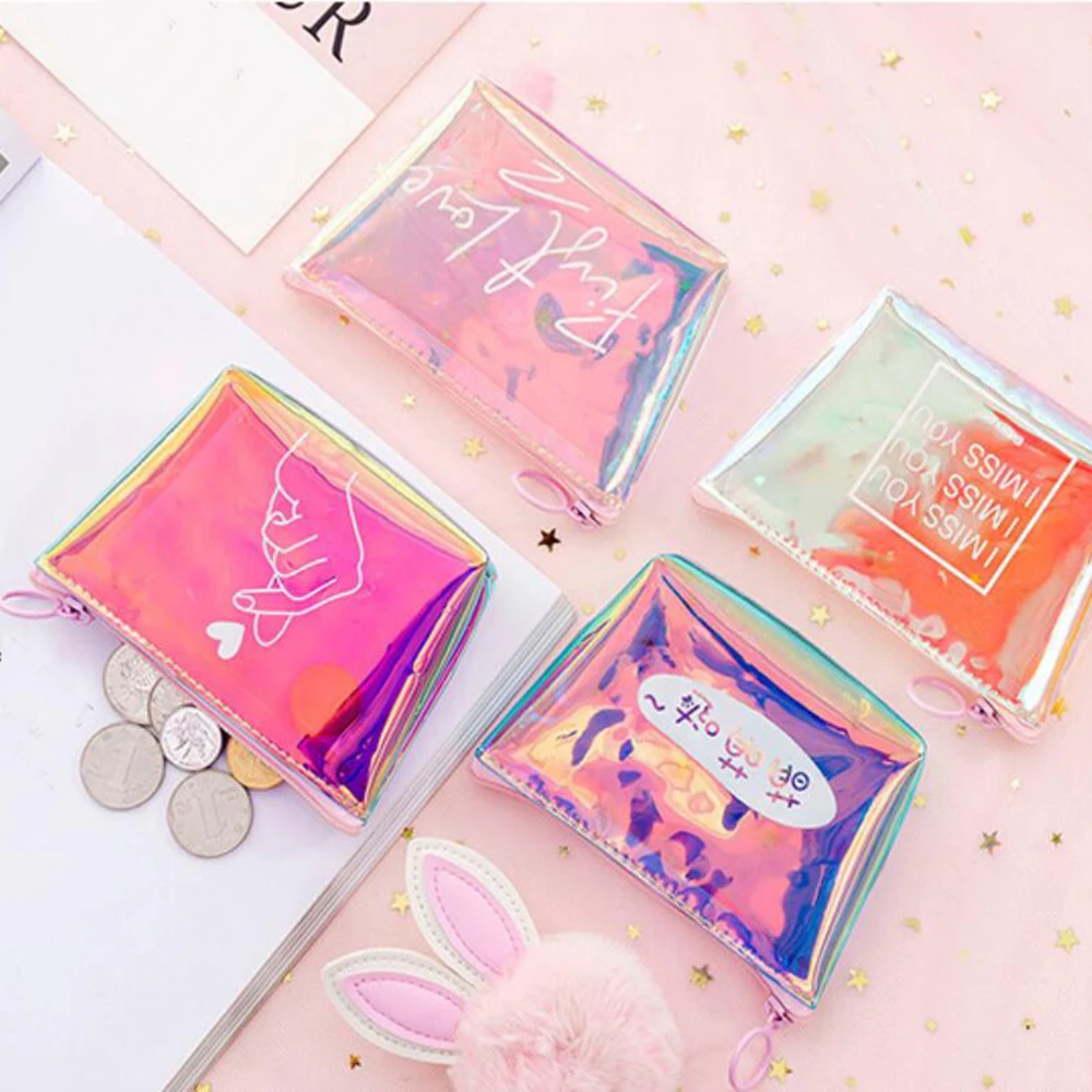 

Women Transparent Coin Purse Small Wallet Female Change Mini Children Pocket Card Holder PVC Handbags Outer Banks Storage Pouch