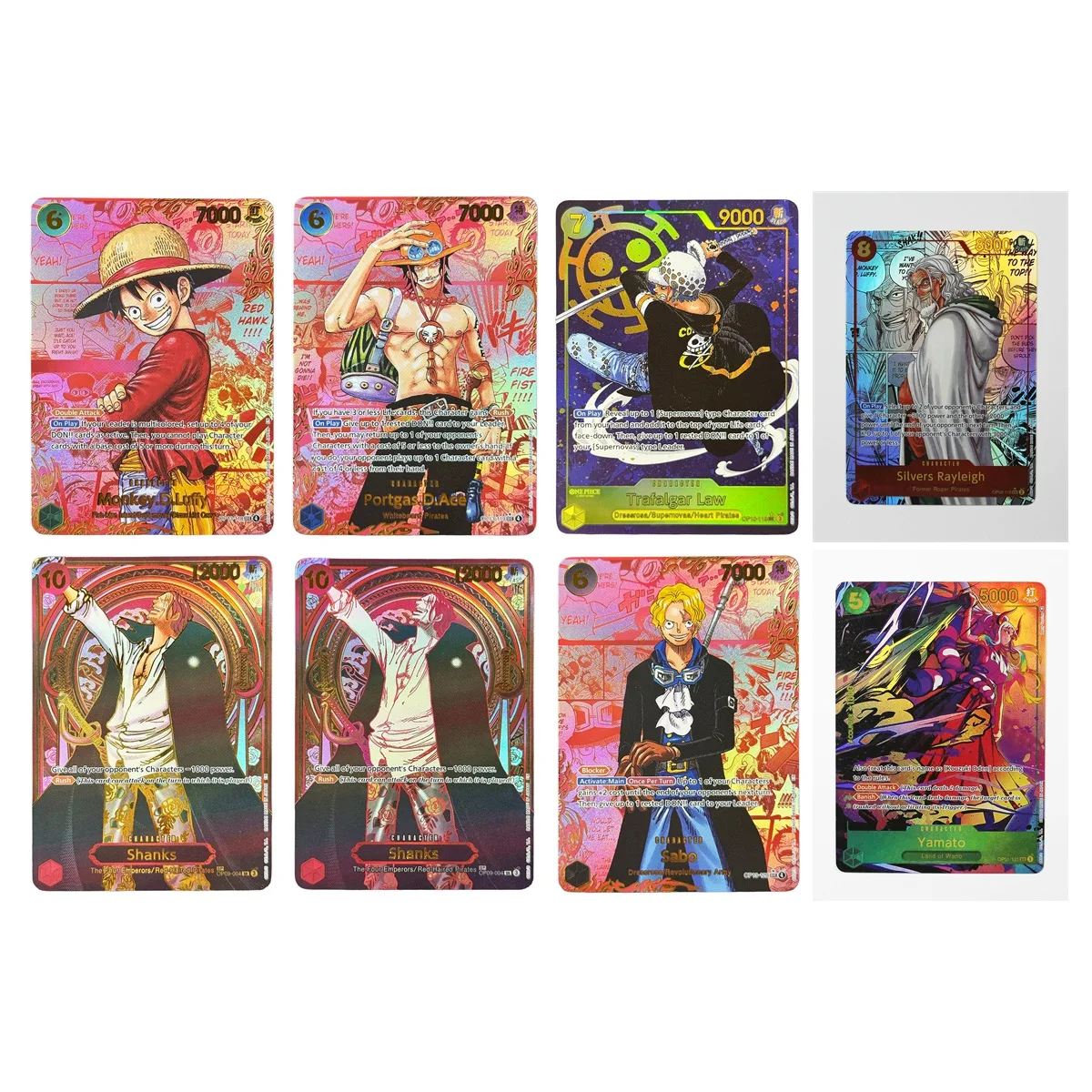 Фото Коллекционная карта One Piece Proxy 2025: Золотые и серебряные фольгированные карты с Монки Луффи, Портгасом, Эйсом. Аниме TCG, одиночные карты, игрушки, подарок. №1