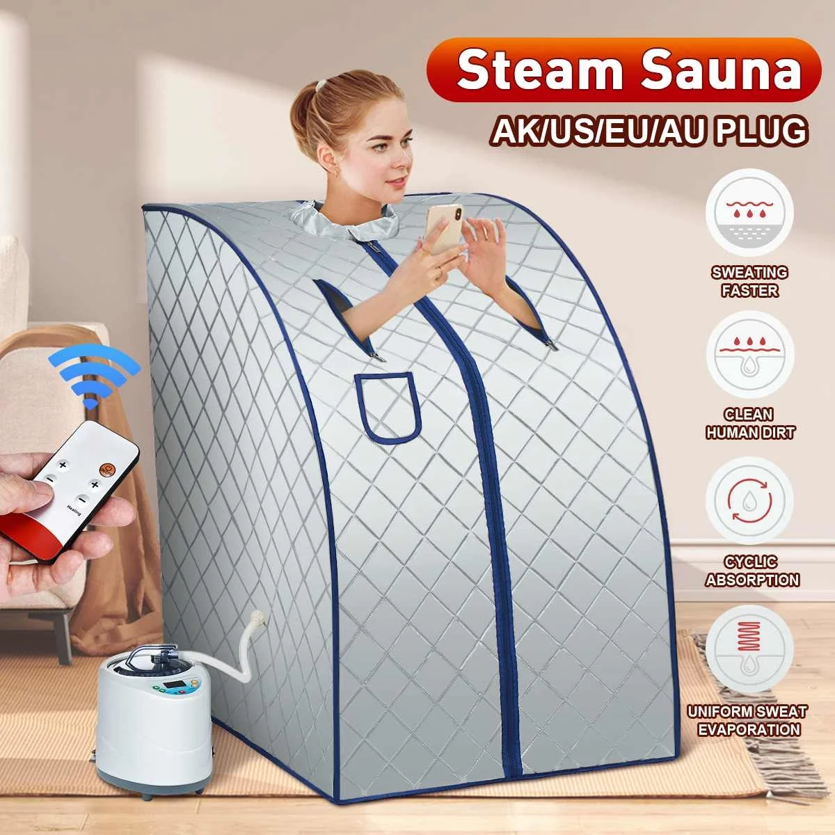 

71*23*30cm Steam Sauna Portable Household Sauna Room Beneficial Skin Infrared Weight Loss Calories Bath SPA with Sauna Bag 220V