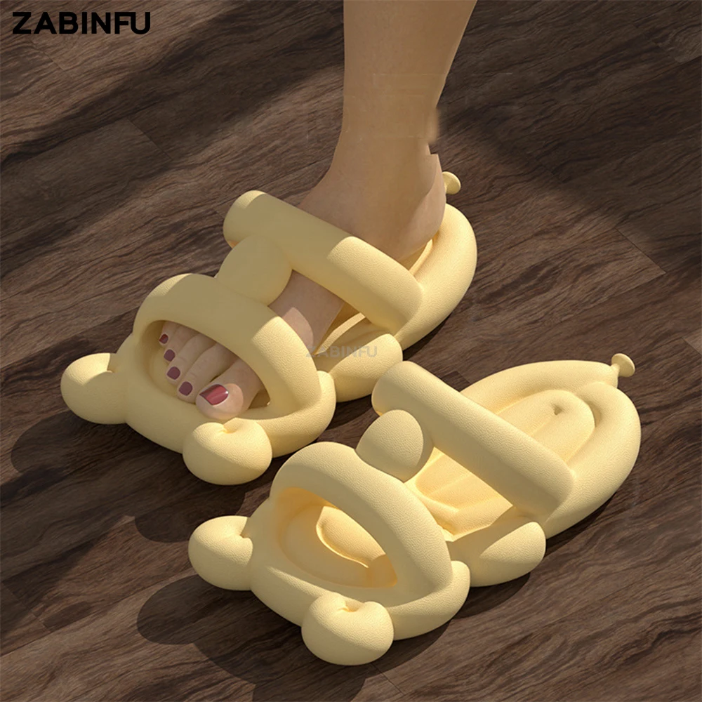 Bear Slippers for Women 2023 Summer New Lovely Pink Cartoon Animals Slippers Soft EVA Slipper Outdoor Non-slip Beach Slippers