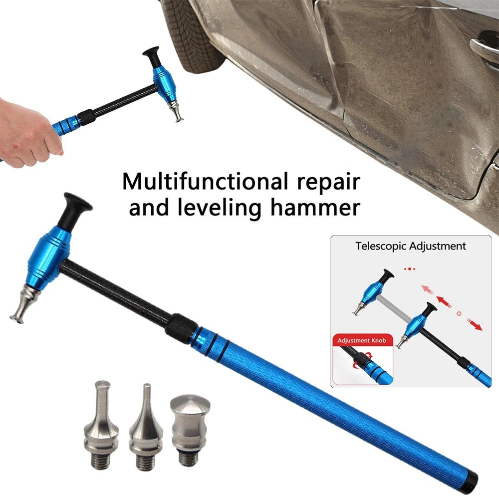 

1 Set Car Dent Repair Tools Multi-Head Leveling Hammer Automatic Adjustment Telescopic Rod Pit Remover Tool Dent Repair Kit