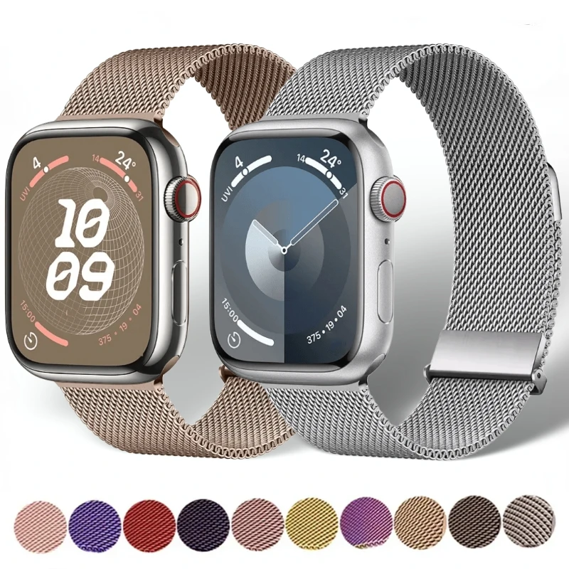 Ремешок Миланская петля для Apple Watch 10 46 мм 42 Ultra 2 49 45 41 44 40 металлический магнитный