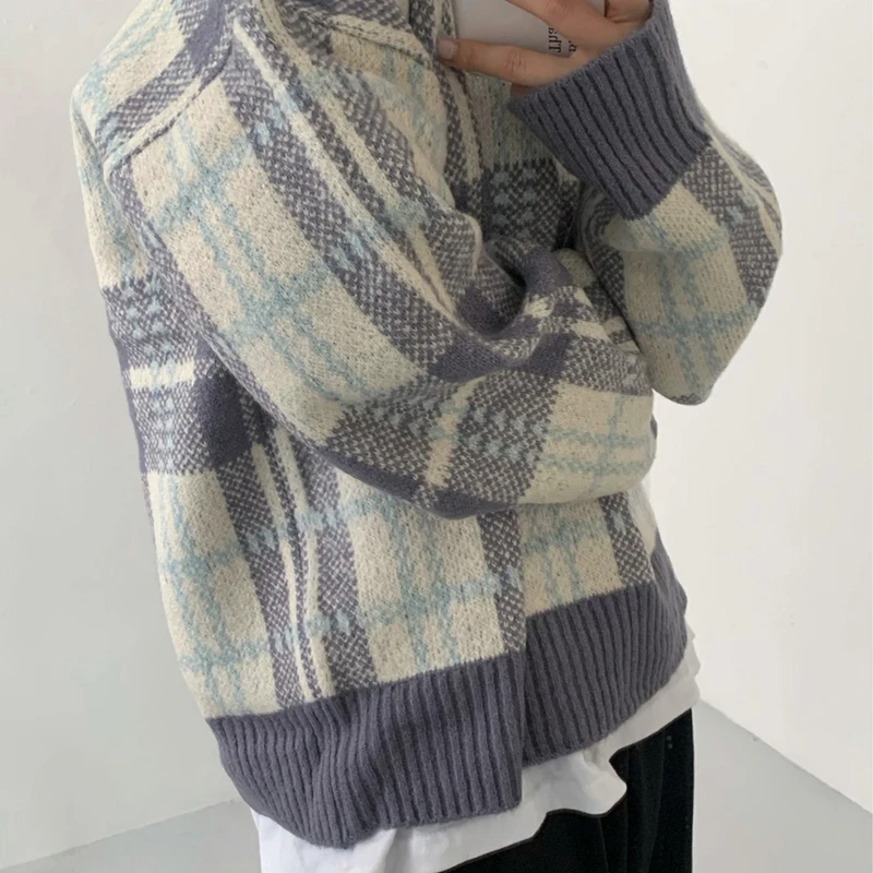 FINEWORDS модный винтажный зимний клетчатый свитер женский вязаный пуловер с