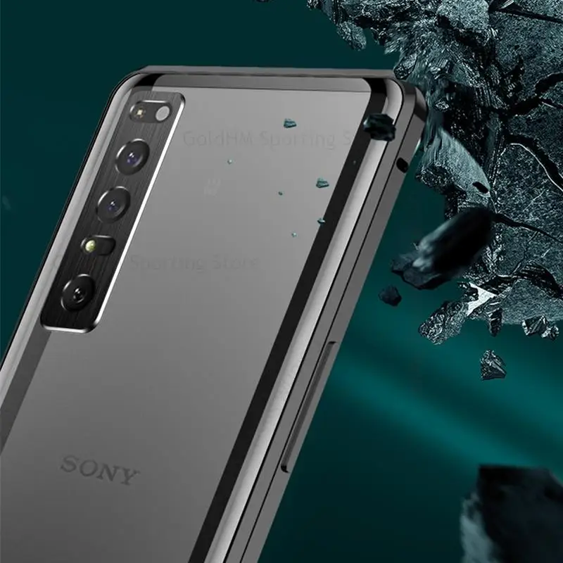 For Sony Xperia Pro-I Tempered Glass Magnetic Adsorption Flip Phone Case For Xperia 5 1 10 III 360 Double Sided Protector Cover