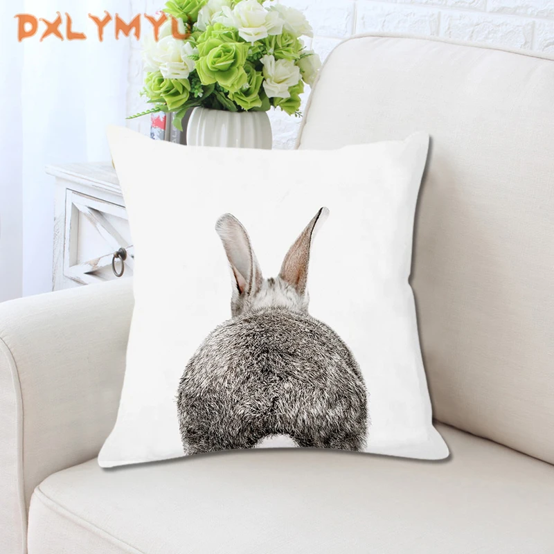 

Rabbit Panda Pig Pattern Soft Cushions Covers Cute Animals Print Decorative Pillows Case Living Room Sofa Pillow Cover 45x45cm