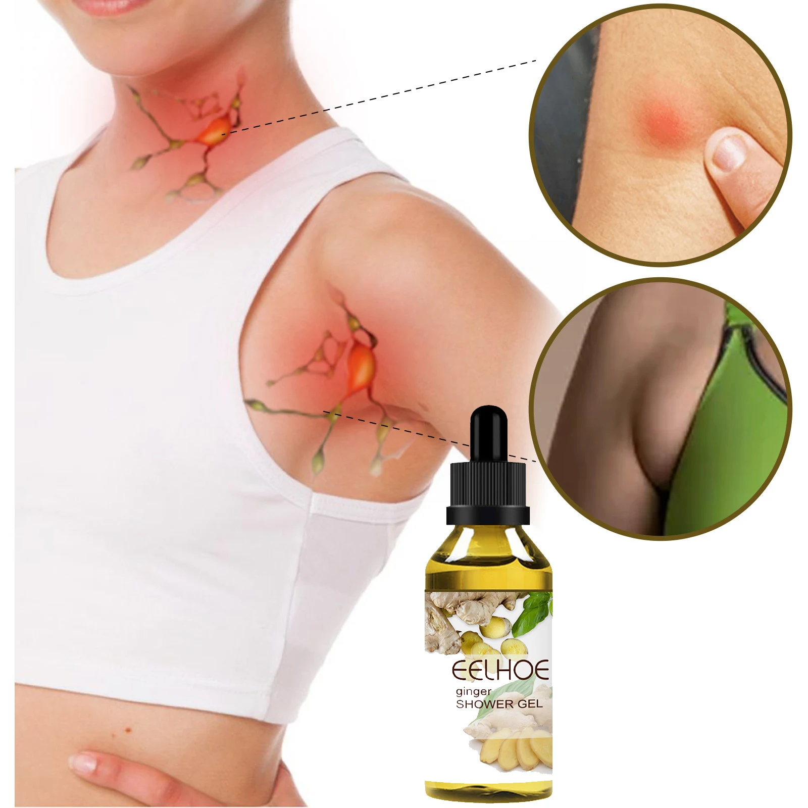 

Dredge muscles and veins Oil Lymphatic Herbal Shower Gel Moisturizing Skin Relieve Armpit Lymphatic Pain Ginger Oil for Neck