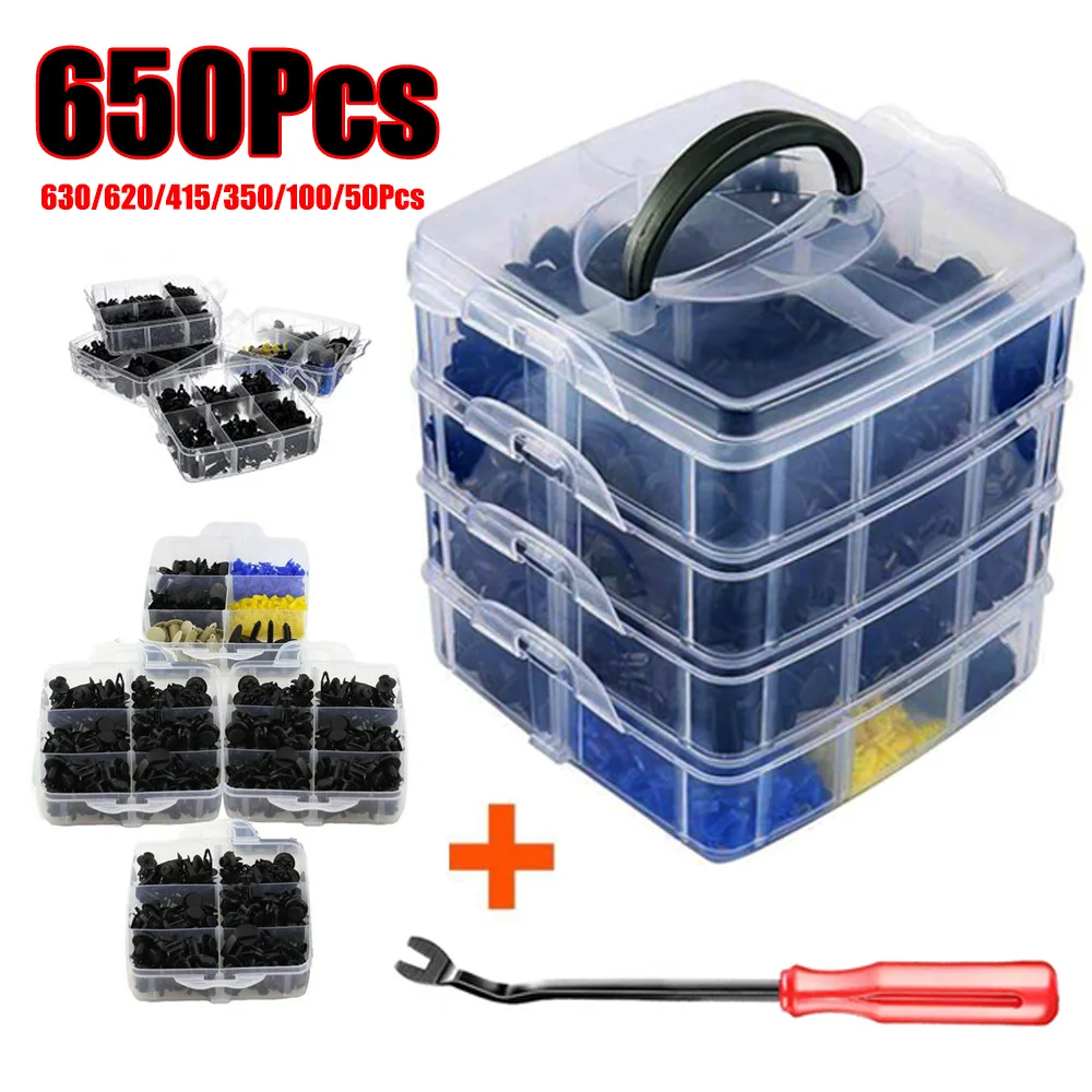 

Car Fastener Clip Mixed Kit Plastic Push Fixed Pin Threaded Rivet Clips for Car Door Trim Body Bumper Panel Auto Repair Parts