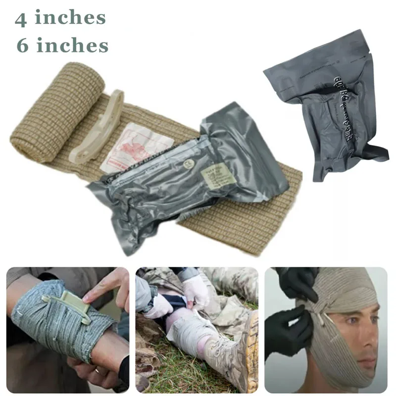 4/6 Inch Tourniquet Trauma Kit First Aid Hemostatic Survival Tactical Combat Sterile Roll Israel Bandage For Camping Hiking