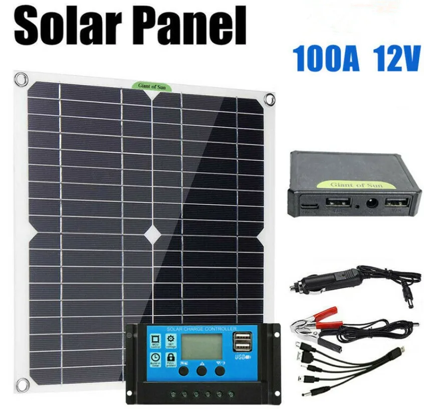 

Solar panel 12v kit complete flexible solar charger for 12v battery car boat refrigerator home camping