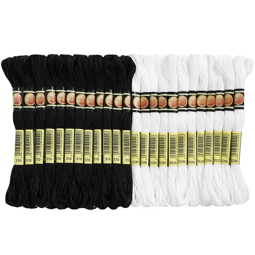 

Набор браслетов дружбы, набор из 24 ниток черного и белого цвета для вышивки крестиком, удобные нити для вышивания, товары для шитья «сделай сам»