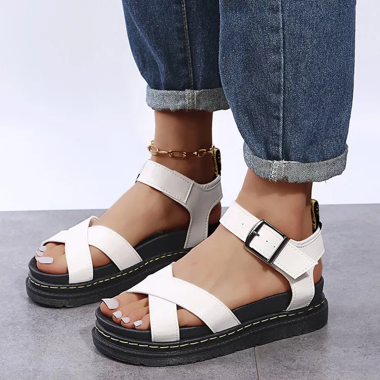 

2022 NEW Summer Comfort Shoes for Women Platform Heeled Sandals Large Size Wedge Buckle New Black Multicolored Girls Sandals