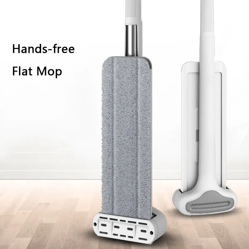 

32cm Squeeze Mops Flat Cleaner Magic Washable Hands Free Mops With Replaced Microfiber Pads for House Floor Cleaning Household