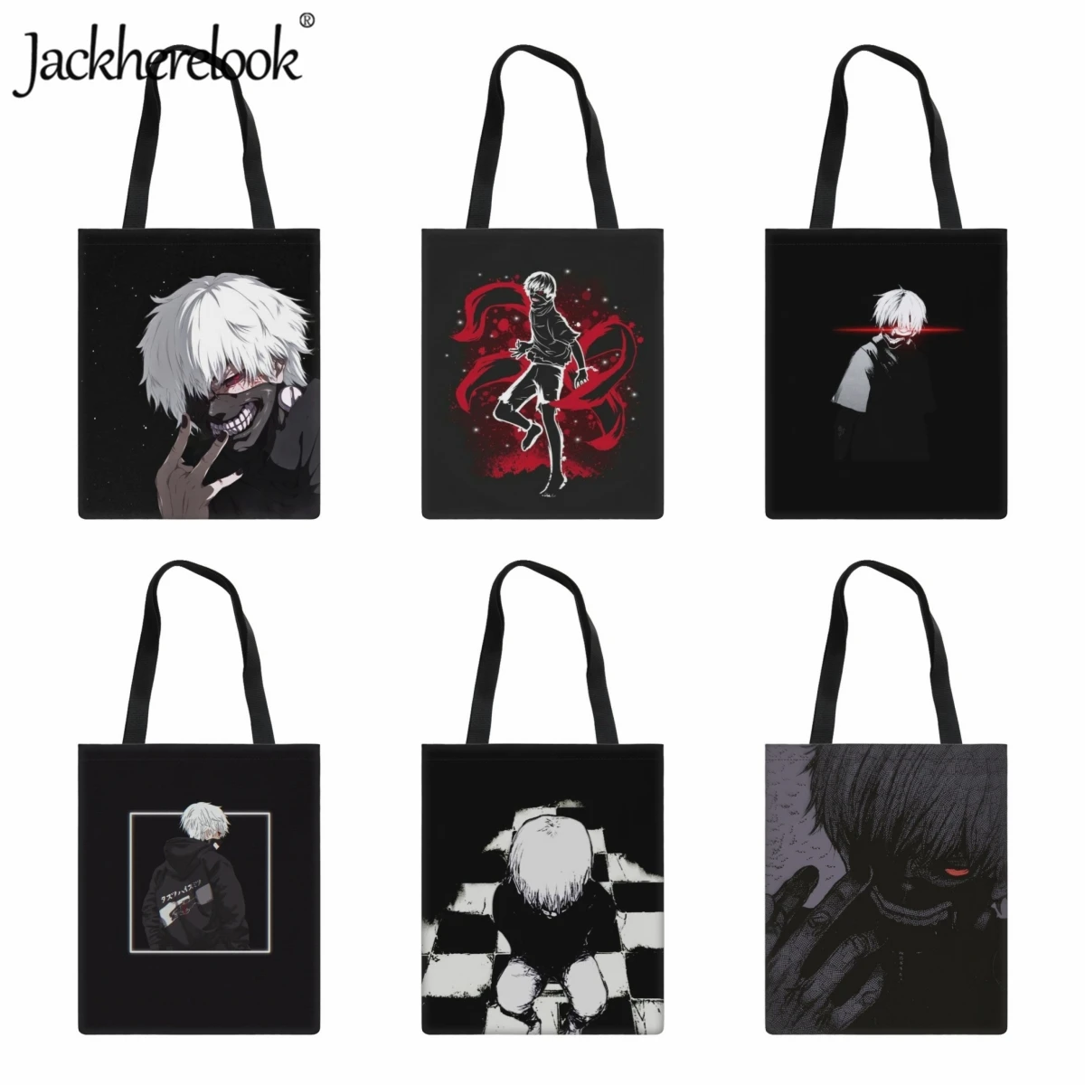 

Jackherelook Ladies Canvas Shoulder Bag Anime Tokyo Ghoul Pattern Fashion Trend Teenagers Girls Handbag Retro Classic Tote Bag