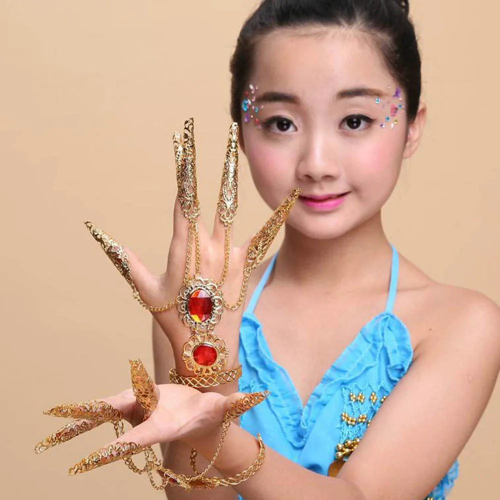 Модные полые индийские тайские кольца для защиты кончиков пальцев красные