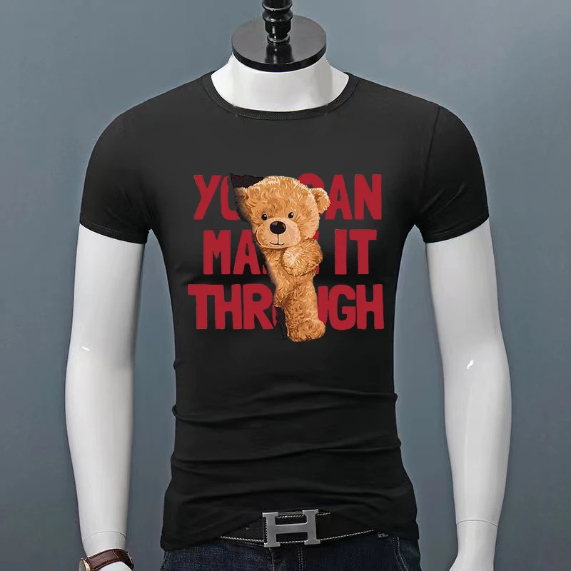

luxury branded 2023 summer new short-sleeved cotton T-shirt multi-color S-4XL bear text printed pattern Tshirt men free shipping