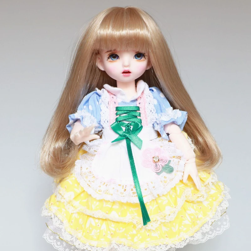 

1/6 Bjd Doll Wig with Bangs Long Golden Wig Curly Hair 28cm Doll Accessories Not Include Doll