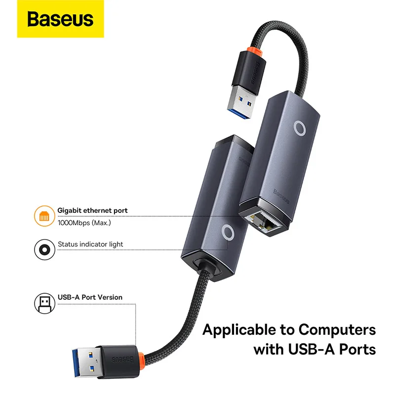 Baseus USB Ethernet адаптер Тип C USB3.0 2 0 1000 Мбит/с/100 Мбит/с к RJ45 LAN порт для ноутбука ПК Nintendo