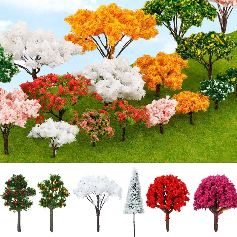 

for Kids Model Train Railroad Decoration Miniature Flower Tree Artificial Scenery Trees Building Landscape Accessories